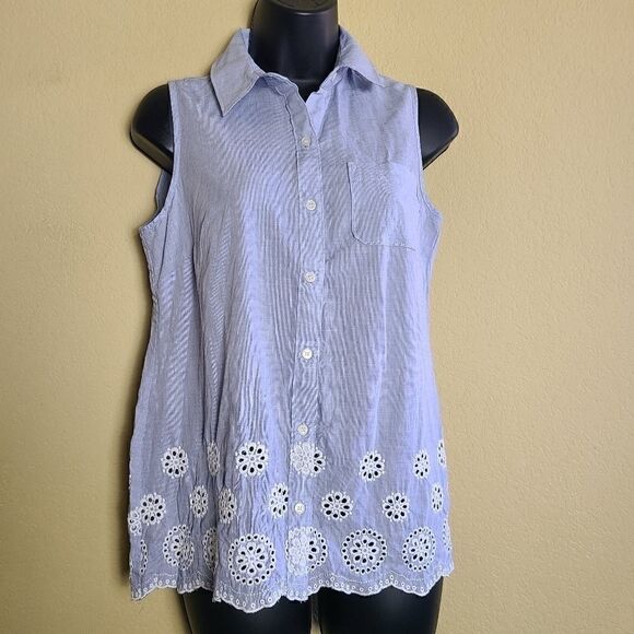 NWOT Tommy Hilfiger Button Up Sleeveless Top - Picture 1 of 8